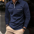 Polo Shirt - Men's Collared Long Sleeve Quarter Zip Polo Shirt