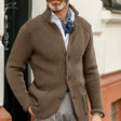 Button-Up Cardigan - Knitted - Pockets - Chunky Knit Cardigan - Men's Cardigan