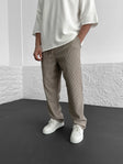 Loose Fit Trousers - Men's Casual Straight Leg Drawstring Pants