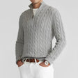 Quarter-Zip Jumper | Knitted | Cable Knit | Half Zip Pullover | Men's Sweater