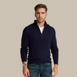 Quarter-Zip Jumper | Knitted | Cable Knit | Half Zip Pullover | Men's Sweater