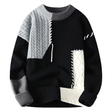 Knitted Sweater - Patchwork - Loose Fit - Pullover Sweater - Men's Knitted Jumper