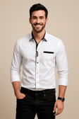 Button-Up Shirt - Men's Slim Fit Long Sleeve Collared Shirt