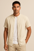 Short Sleeve Shirt - Men's Plain Casual Button-Up Summer Shirt