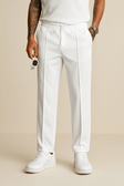 Drawstring Pants | Elastic Waist | Straight Leg | Fabric Pants | Men's Trousers