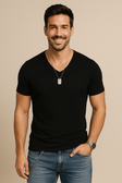 V-Neck T-Shirt - Casual - Slim Fit - Plain T-Shirt - Men's T-Shirt