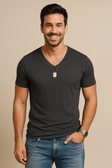 V-Neck T-Shirt - Casual - Slim Fit - Plain T-Shirt - Men's T-Shirt