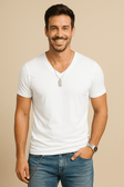 V-Neck T-Shirt - Casual - Slim Fit - Plain T-Shirt - Men's T-Shirt