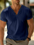 Henley Shirt | V-Neck | Short Sleeve | Button Tshirt | Men's Summer Shirt