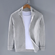 Zip Cardigan - Men's Comfy Long Sleeve Ribbed Knit Cardigan