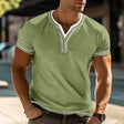 Summer Shirt - Men's Short Sleeve V-Neck Button Neck T-Shirt