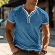 Summer Shirt - Men's Short Sleeve V-Neck Button Neck T-Shirt