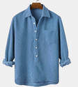 Corduroy Shirt - Half Button Up - Collared - Long Sleeve Shirt - Men's Clothing