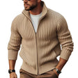 Knitted Cardigan - Full Zip - Rib Knit - Zip-Up Cardigan - Men's Cardigan