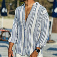 Striped Shirt - Long Sleeve - Loose Fit - Linen Shirt - Men's Summer Shirt