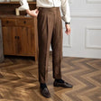 Pleated Pants - Men's Adjustable Waist Formal Straight Leg Slack Pants