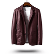 Leather Jacket - Men's Lapel Button-Up Faux Leather Jacket