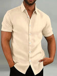 Short Sleeve Shirt - Breathable - Collared - Buttoned-Up Shirt - Men's Clothing