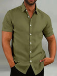 Short Sleeve Shirt - Breathable - Collared - Buttoned-Up Shirt - Men's Clothing