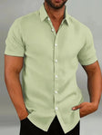 Short Sleeve Shirt - Breathable - Collared - Buttoned-Up Shirt - Men's Clothing