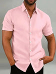 Short Sleeve Shirt - Breathable - Collared - Buttoned-Up Shirt - Men's Clothing