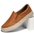 Leather Shoes - Men's Comfortable Rubber Sole Slip-On Shoes