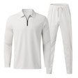 Men's Jogging Suit Set - Long Sleeve Polo - Elastic Waist - Two-Piece Set - Tracksuits for Men