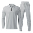 Men's Jogging Suit Set - Long Sleeve Polo - Elastic Waist - Two-Piece Set - Tracksuits for Men