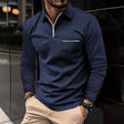 Long Sleeve Polo - Men's Collared Quarter Zip Polo Shirt