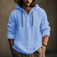 Hooded Shirt - Button-Up - Loose Fit - Linen Hoodie - Men's Clothing