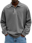 Polo Sweatshirt - Collared - Washed - Oversized Pullover - Men's Clothing