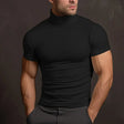 Turtleneck T-Shirt - Men's Slim Fit High Neck Short Sleeve Sweater