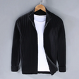 Zip Cardigan - Men's Comfy Long Sleeve Ribbed Knit Cardigan