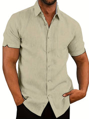 Short Sleeve Shirt - Men's Lightweight Collared Button-Up Shirt