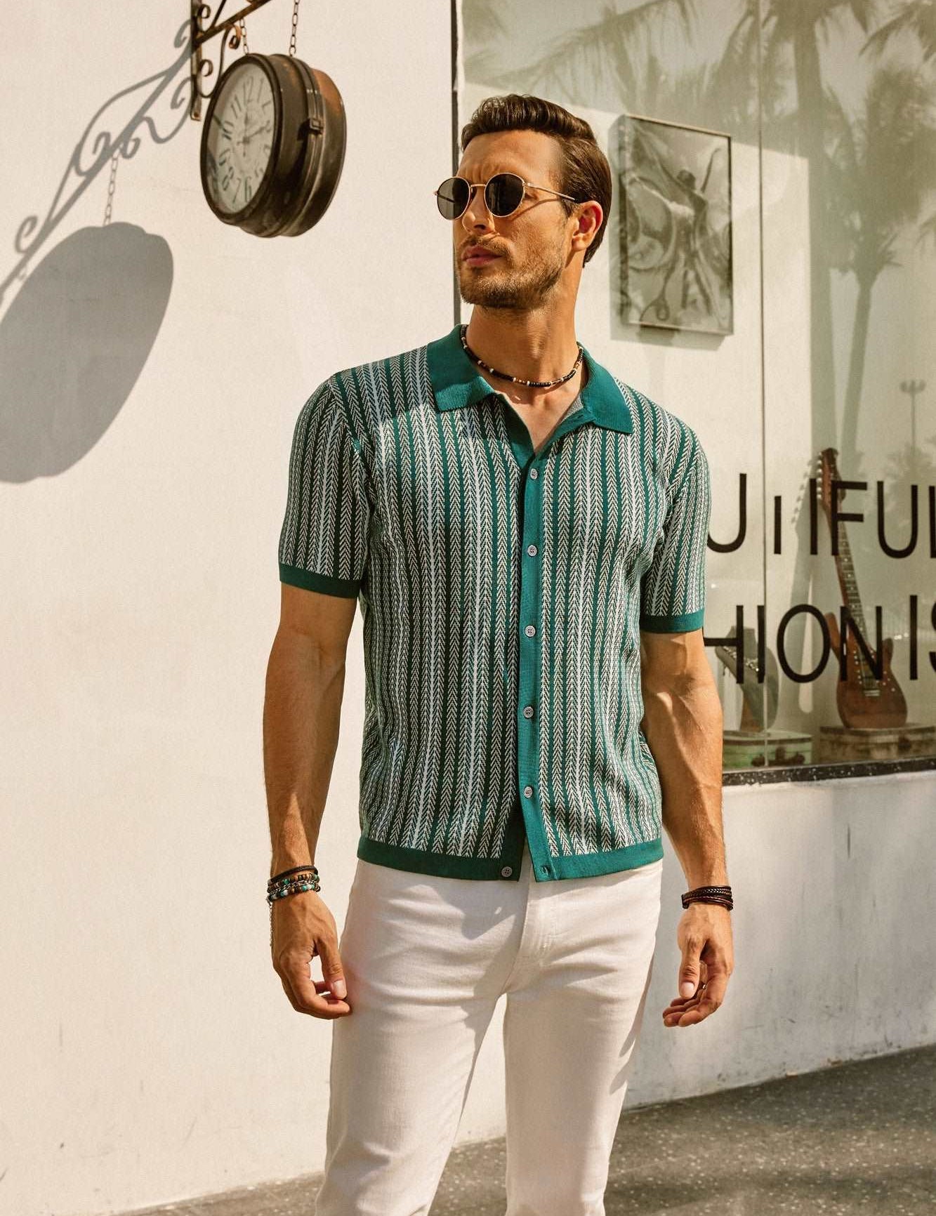 Short Sleeve Shirt | Vintage | Striped | Collared Shirt | Men's Shirts