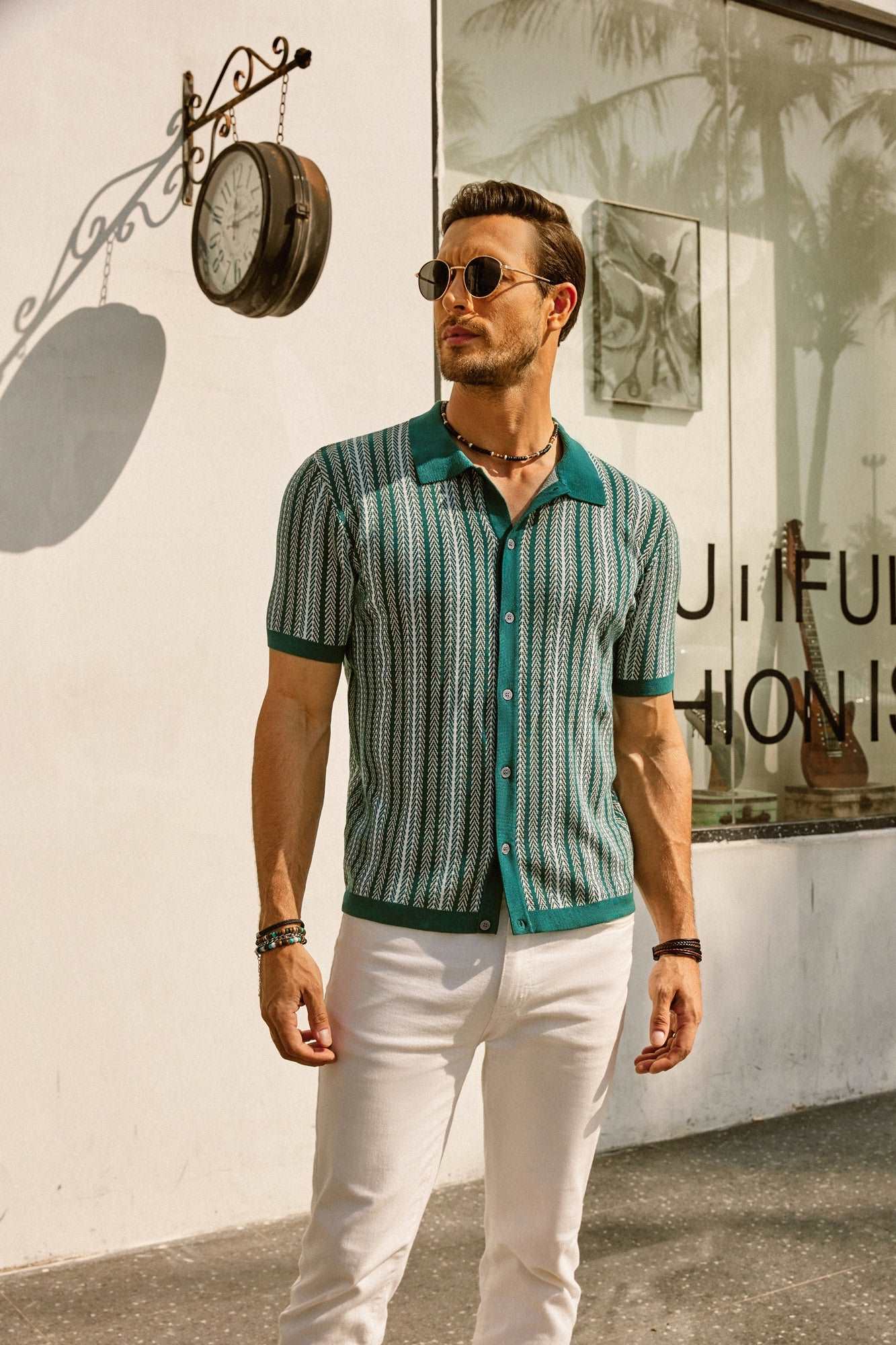 Short Sleeve Shirt | Vintage | Striped | Collared Shirt | Men's Shirts