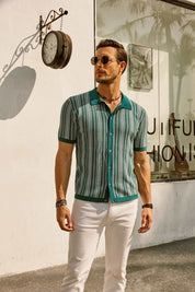 Short Sleeve Shirt | Vintage | Striped | Collared Shirt | Men's Shirts