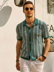 Short Sleeve Shirt | Vintage | Striped | Collared Shirt | Men's Shirts