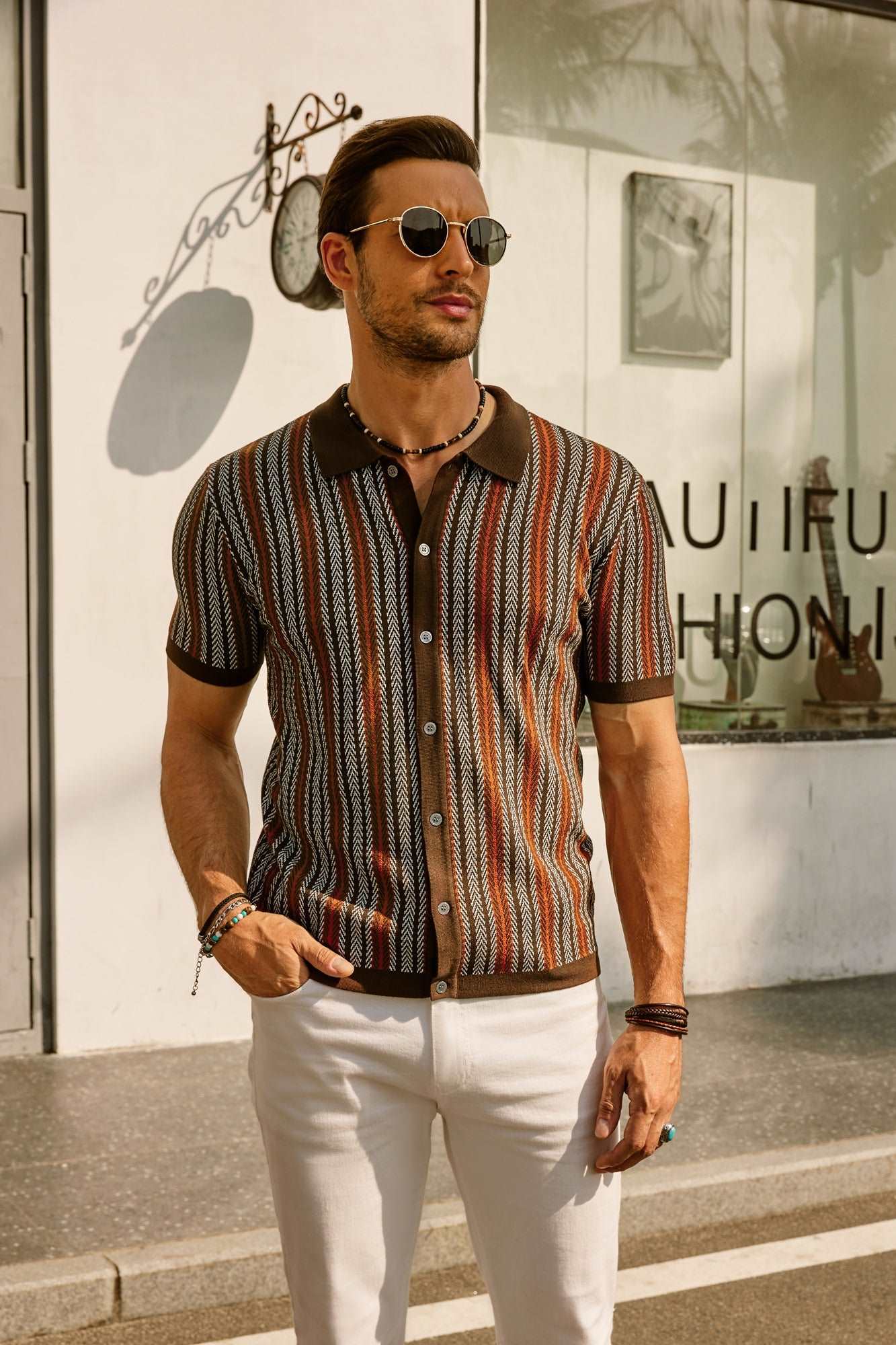 Short Sleeve Shirt | Vintage | Striped | Collared Shirt | Men's Shirts