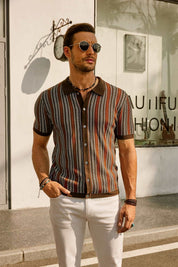 Short Sleeve Shirt | Vintage | Striped | Collared Shirt | Men's Shirts
