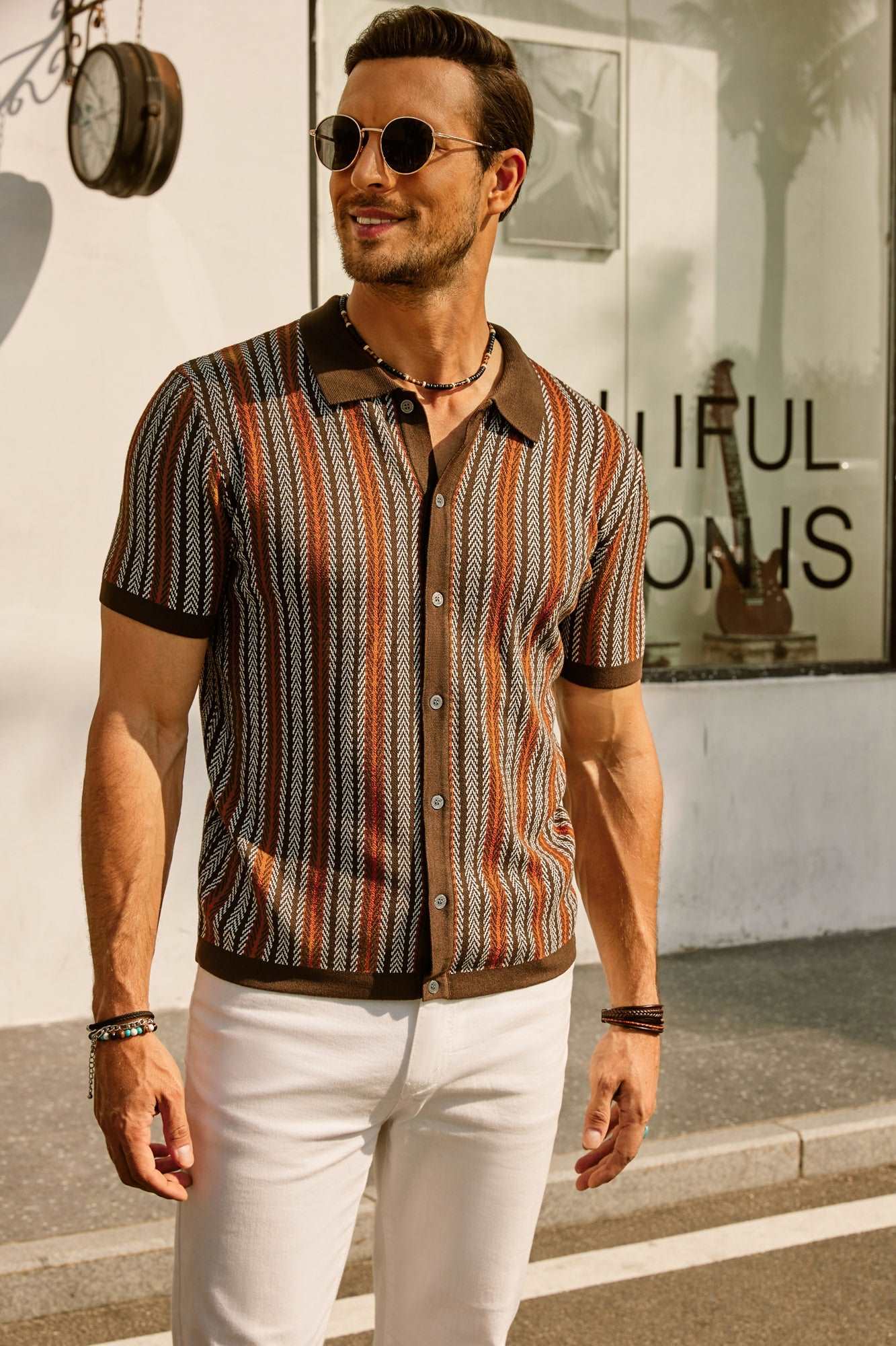 Short Sleeve Shirt | Vintage | Striped | Collared Shirt | Men's Shirts