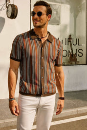 Short Sleeve Shirt | Vintage | Striped | Collared Shirt | Men's Shirts