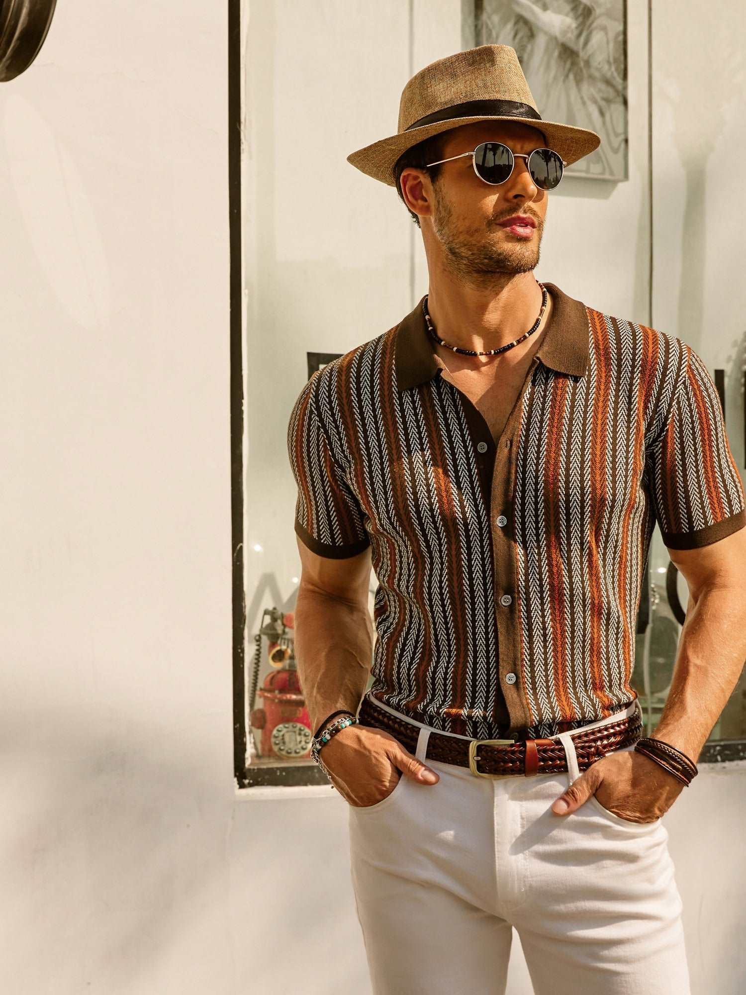 Short Sleeve Shirt | Vintage | Striped | Collared Shirt | Men's Shirts