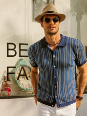 Short Sleeve Shirt | Vintage | Striped | Collared Shirt | Men's Shirts