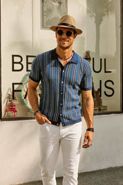 Short Sleeve Shirt | Vintage | Striped | Collared Shirt | Men's Shirts