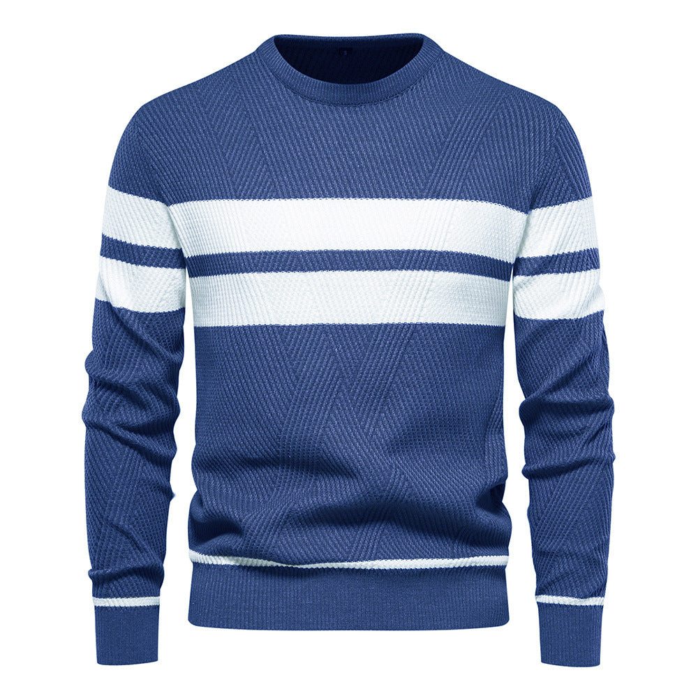 Men's Jumper - Round Neck - Striped - Knitted Sweater - Men's Clothing
