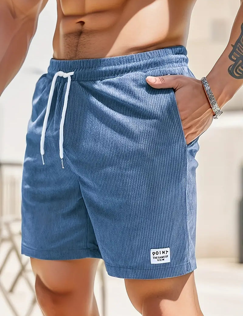 Cord Shorts - Men's Elastic Waist Corduroy Summer Shorts