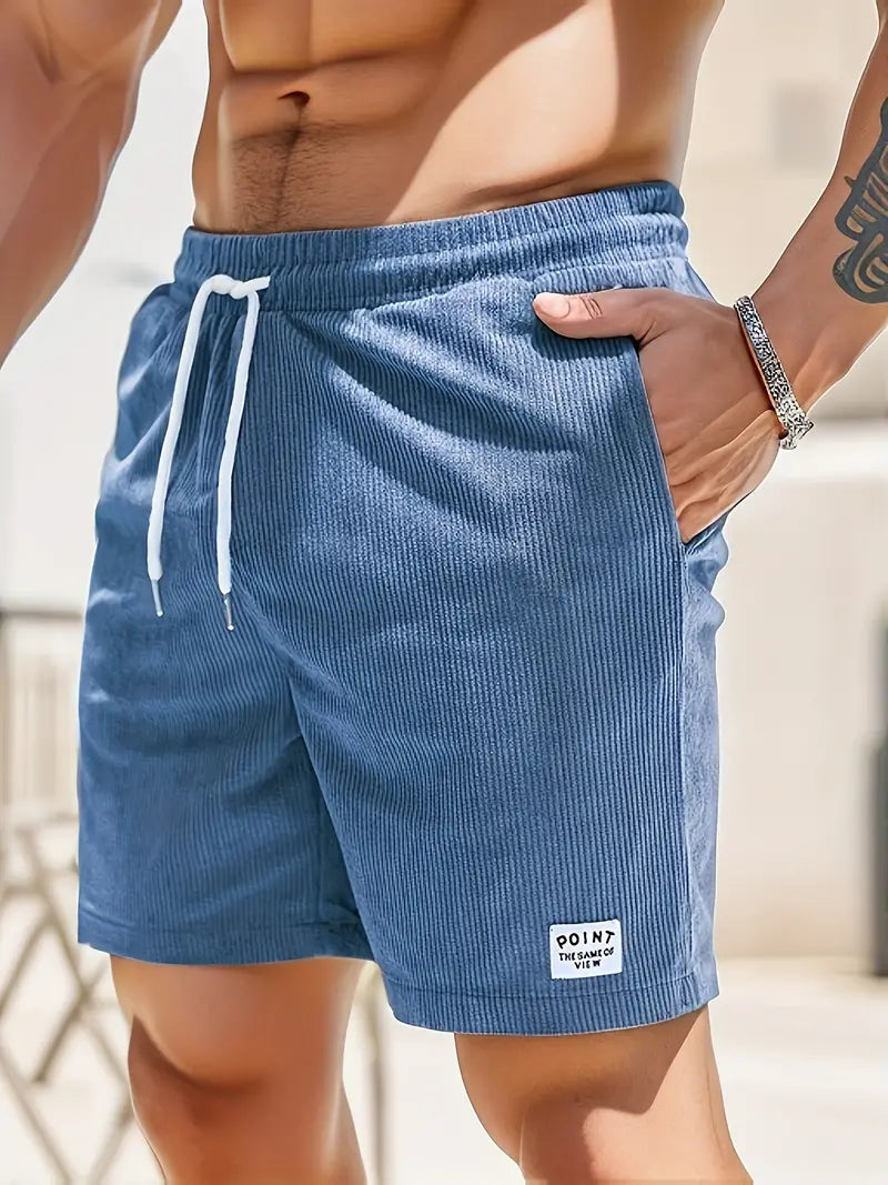 Cord Shorts - Men's Elastic Waist Corduroy Summer Shorts