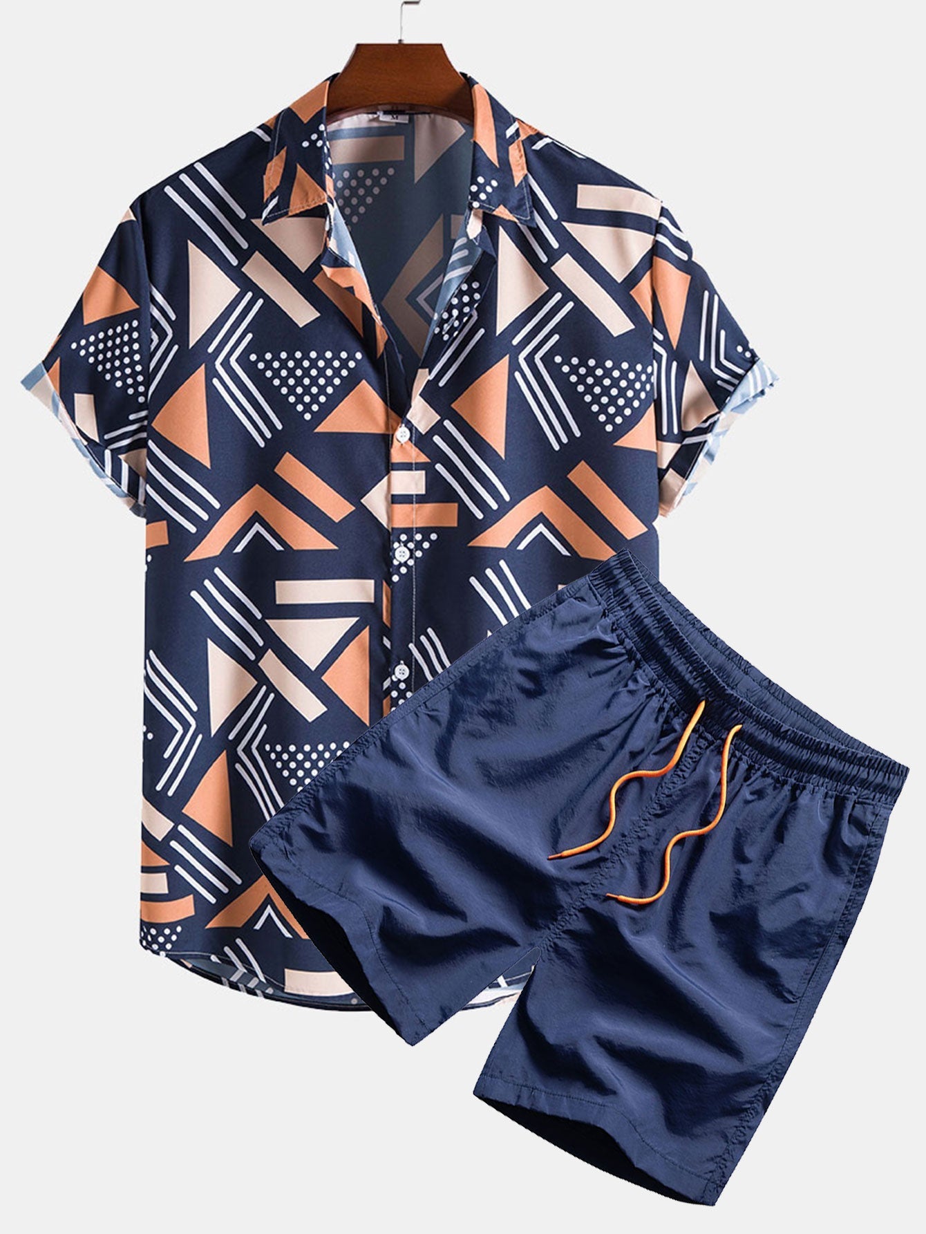 Shirt and Shorts Set - Two-Piece - Short Sleeve Shirt - Swim Shorts - Men's Summer Style