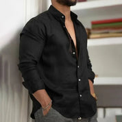 Button-Up Shirt | Long Sleeve | Lightweight | Collared Shirt | Men's Linen Shirt